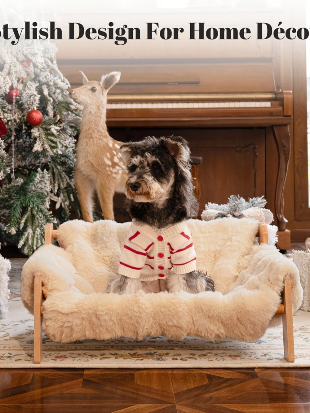 Cat Sofa Bed, Soft Plush Pet Couch with Removable Washable Cover, Non‑Slip Bolst - Picture 7 of 10